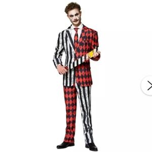 SPIRIT Mens Halloween Red, White and Black Stripe Outfit. XL